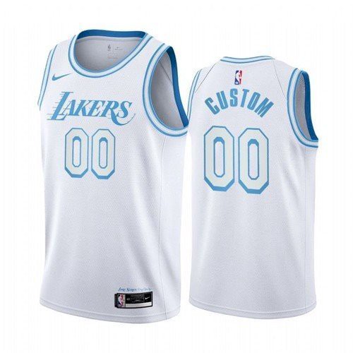 New Men's Los Angeles Lakers Custom White Jersey City Edition 2021