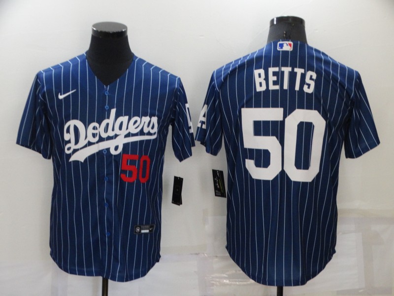 New Men's Los Angeles Dodgers 50 Mookie Betts Blue MLB Jersey