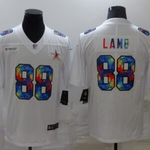 Men's Dallas Cowboys #88 CeeDee Lamb Multi-Color White 2020 NFL Crucial Catch Vapor Untouchable Nike Limited Jersey