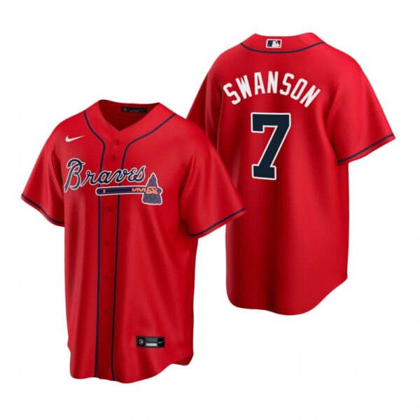 Atlanta Braves #7 Dansby Swanson Jersey Red