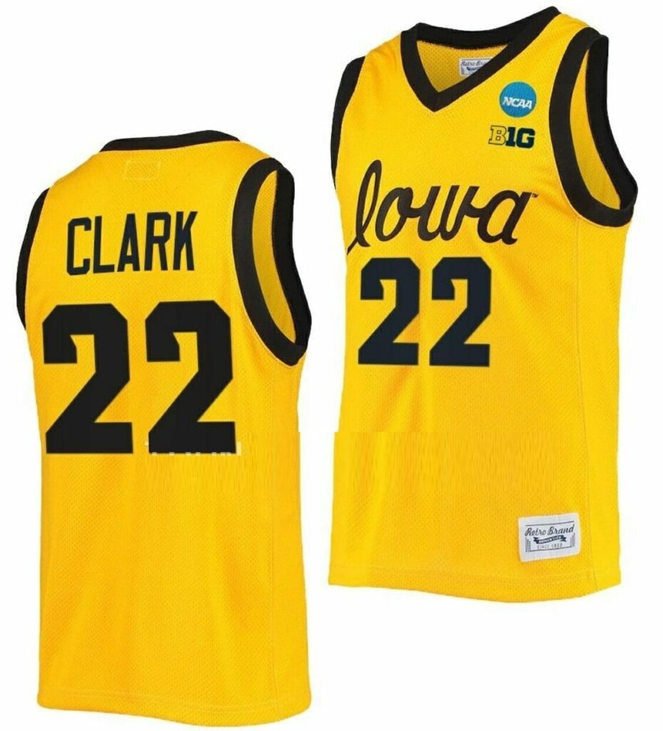 Caitlin Clark Jersey Iowa Hawkeyes College Basketball 2023 NCAA March Madness Gold #22