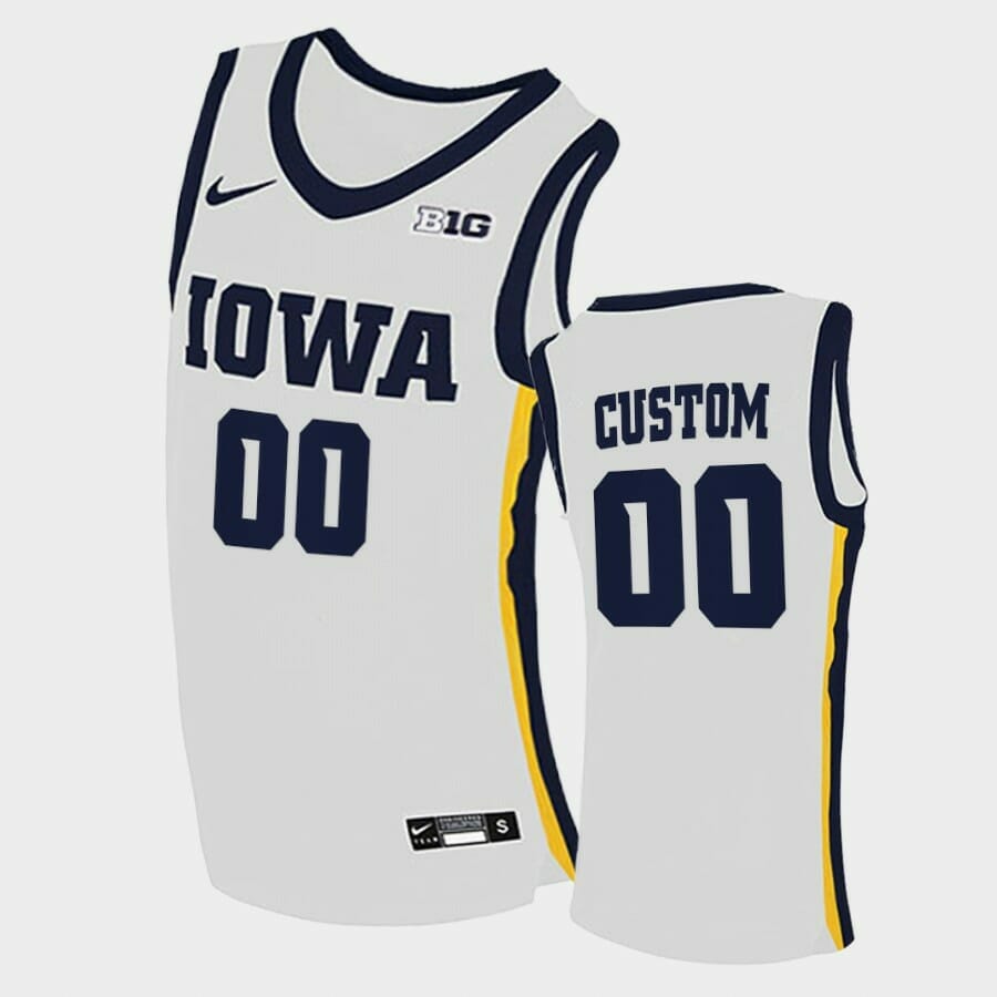 Iowa Hawkeyes Jersey Name and Number Custom College Basketball Jerseys Home White