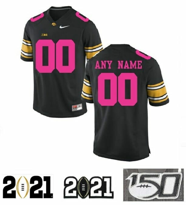 Customized Iowa Hawkeyes Jersey Name and Number NCAA Football Pink Black