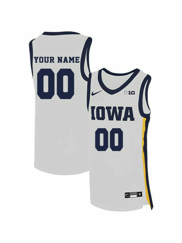 Custom Iowa Hawkeyes Jersey College Basketball Name and Number Elite White