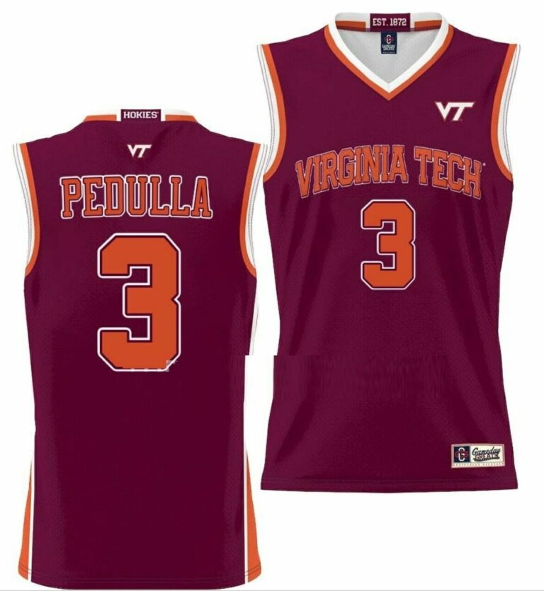 New Sean Pedulla Jersey Virginia Tech Hokies College Basketball NIL PickAPlayer Maroon 3