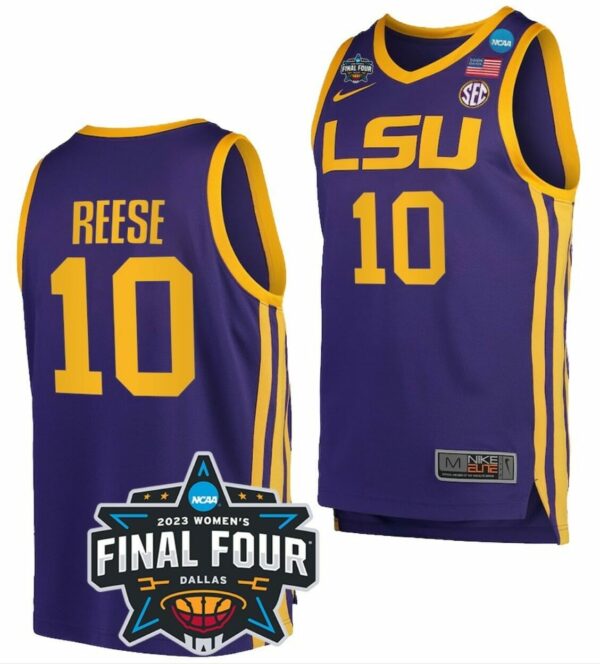 LSU Tigers Angel Reese Jersey College Basketball 2023 National Championship Bound Purple #10