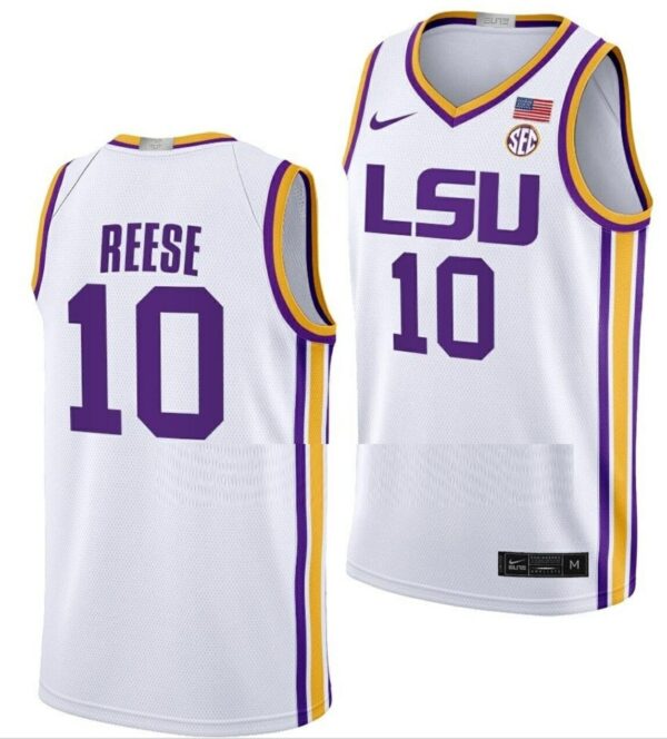 LSU Tigers Angel Reese Jersey College Basketball White #10