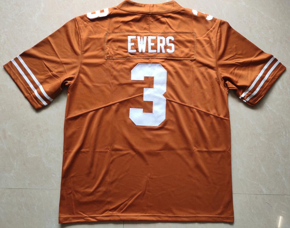 Texas Longhorns #3 Quinn Ewers Jerseys College Football Orange