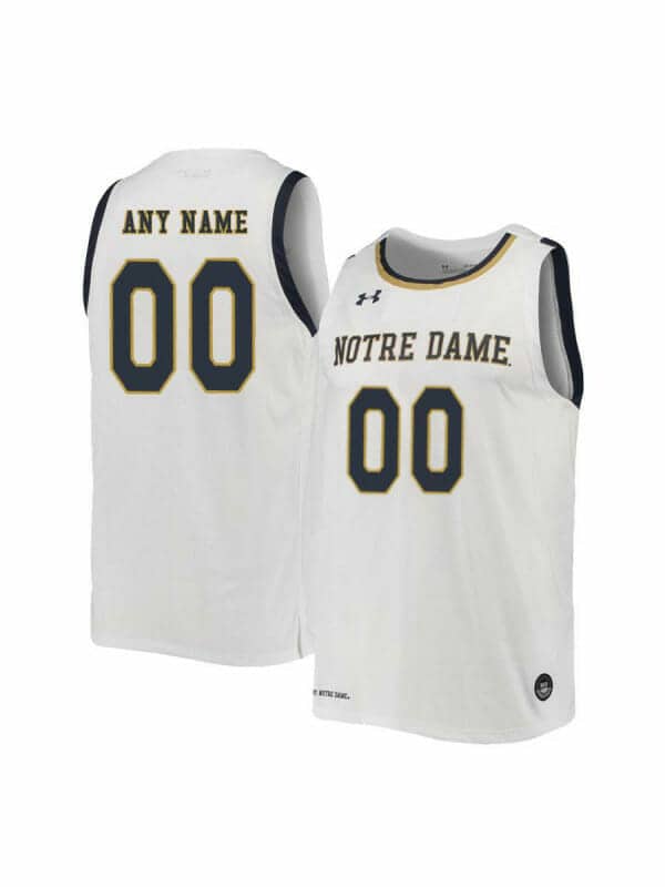 Custom Notre Dame Jersey College Basketball Name and Number White Retro