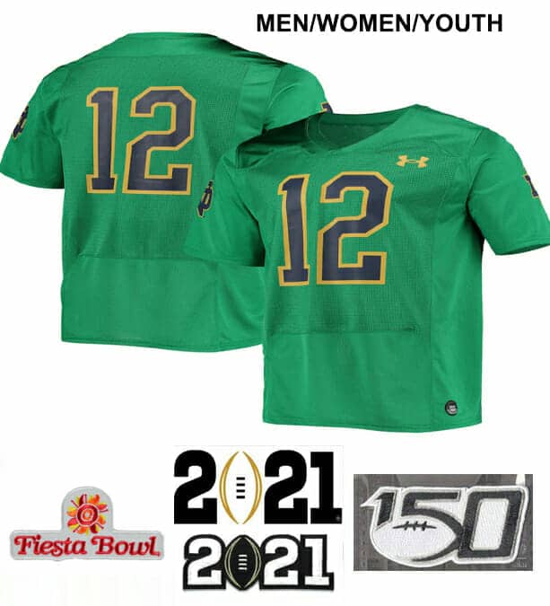 Notre Dame Fighting Irish #12 NO NAME NCAA Football Jersey Green