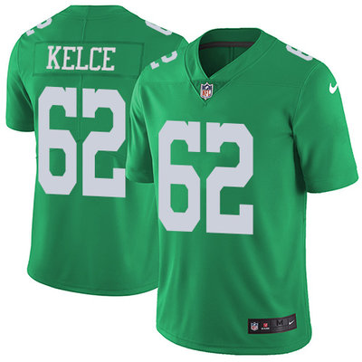 Philadelphia Eagles #62 Jason Kelce Green Stitched Limited Rush Jersey