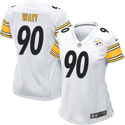 Women's Pittsburgh Steelers #90 T. J. Watt White Stitched Jersey