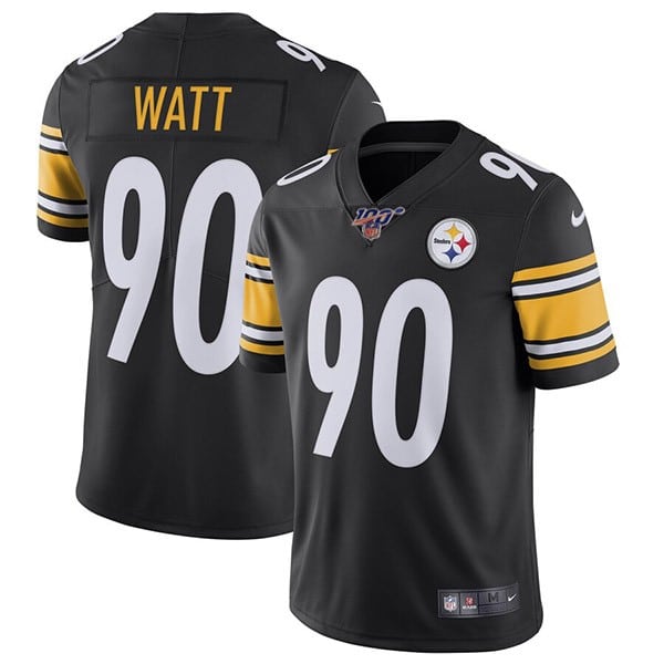 Pittsburgh Steelers # 90 T.J. Watt Black 100th Season Limited Jersey