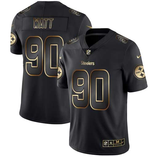 Pittsburgh Steelers #90 T.J. Watt Black Gold Vapor Untouchable Limited Jersey