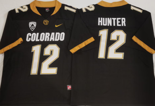 COLORADO BUFFALOES Black #12 HUNTER Black jersey