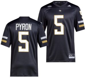 Zach Pyron Jersey #5 Georgia Tech Yellow Jackets 2023 Premier Football Uniform Black