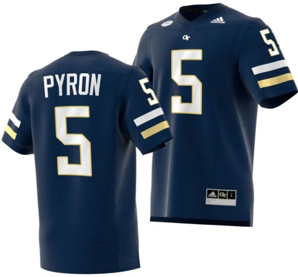 Zach Pyron Jersey #5 Georgia Tech Yellow Jackets 2023 Premier Football Uniform Navy