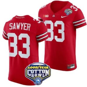 Men's Jack Sawyer Jersey #33 Ohio State Buckeyes Cotton Bowl Patch 2023 Footbal