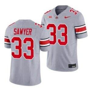 Men's Ohio State Buckeyes Jack Sawyer Jersey #33 College Game Gray