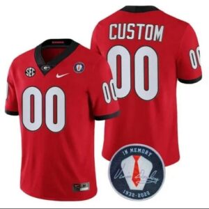 Custom UGA Jersey Name And Number Players Honoring Vince Dooley Patch Red