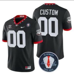 Georgia Bulldogs Jersey Custom Name and Number Honoring Vince Dooley Patch Black
