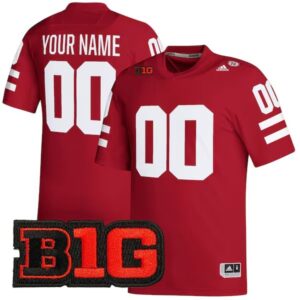 Custom Nebraska Cornhuskers Jersey Name and Number College Football Scarlet Premier Stitched