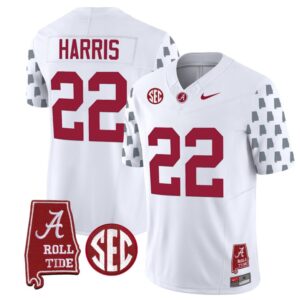 Najee Harris Jersey #22 Alabama Crimson Tide Vapor College Football Limited Stitched White