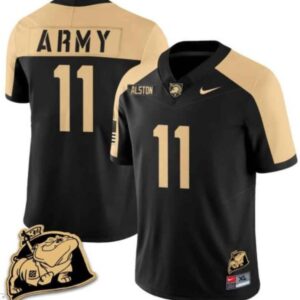 Isaiah Alston Jersey #11 Army Black Knights Rocky The Bulldog Patch Vapor Football Black Alternate