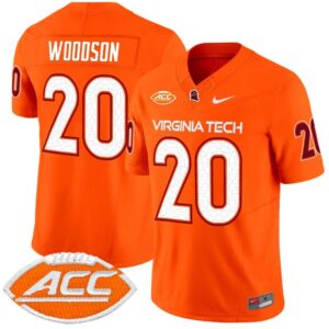 Caleb Woodson Jersey #20 Virginia Tech Hokies Vapor Limited College Football Orange