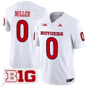 Dymere Miller Jersey #0 Rutgers Scarlet Knights Vapor Limited Football White