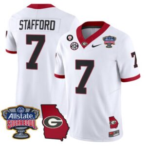 Matthew Stafford Jersey #7 Georgia Bulldogs 2025 Sugar Bowl Patch Vapor White