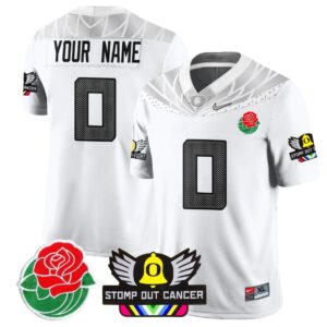 Custom Oregon Ducks Jersey 2024 Rose Bowl Patch Football Stitched White