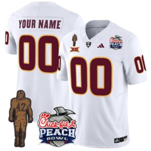 Custom Sun Devils Pat Tillman Jersey Name, Number Peach Bowl Patch White