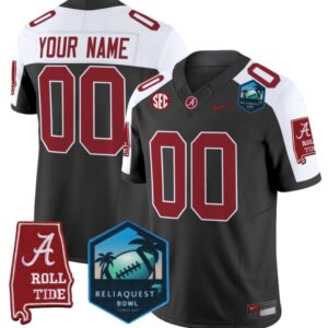 Custom Alabama Crimson Tide Jersey 2025 ReliaQuest Bowl Patch Black Alternate