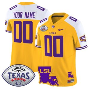 Custom LSU Tigers Jersey 2024 Texas Bowl Patch Football Stitched Gold Alternate