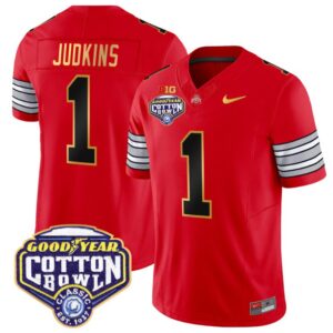 Quinshon Judkins Jersey #1 Ohio State 'Heritage Stripe' Cotton Bowl Red