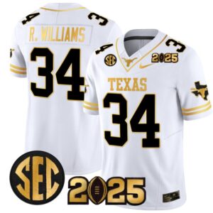 Ricky Williams Jersey #34 Texas Longhorns 2025 CFP Final Patch White Gold