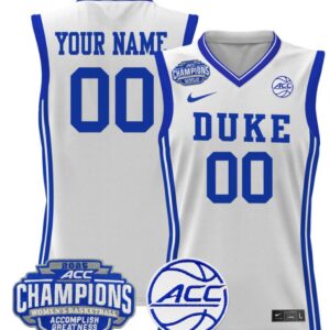 Women's Custom Duke Blue Devils Jersey 2025 ACC Champions Lightweight White