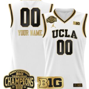 Women's Custom UCLA Bruins Jersey 2025 Big Ten Champions Basketball White Gold