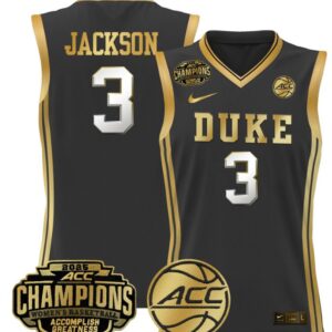 Women's Ashlon Jackson Jersey #3 Duke Blue Devils 2025 ACC Champions Black Gold