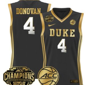 Women's Jadyn Donovan Jersey #4 Duke Blue Devils 2025 ACC Champions Black Gold