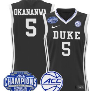 Women's Oluchi Okananwa Jersey #5 Duke Blue Devils 2025 ACC Champions Black