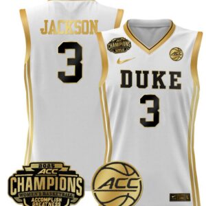 Women's Ashlon Jackson Jersey #3 Duke Blue Devils 2025 ACC Champions White Gold