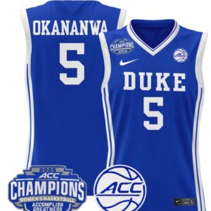 Women's Oluchi Okananwa Jersey #5 Duke Blue Devils 2025 ACC Champions Royal