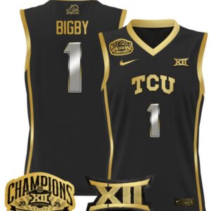 Women's Taylor Bigby Jersey #1 TCU Horned Frogs 2025 Champions Black Gold