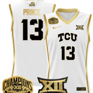 Women's Sedona Prince Jersey #13 TCU Horned Frogs 2025 Champions White Gold