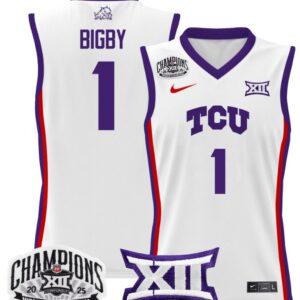Women's Taylor Bigby Jersey #1 TCU Horned Frogs 2025 Champions White