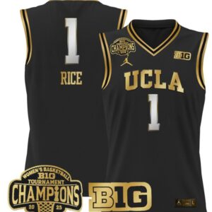 Women's Kiki Rice Jersey #1 UCLA Bruins 2025 Champions Basketball Black Gold