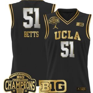 Women's Lauren Betts Jersey #51 UCLA Bruins 2025 Champions Basketball Black Gold