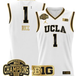 Women's Kiki Rice Jersey #1 UCLA Bruins 2025 Champions Basketball White Gold